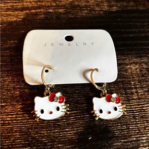 Hello Kitty White & Red Enamel Dangle Earrings